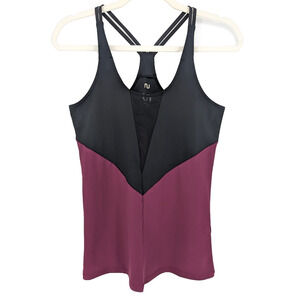 Urban Savage Womens Black Purple‎ Mesh Inset Racerback Tank Small Active Yoga